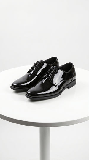 Men’s Vangelo Black Patent Oxford Dress Shoes, Formal Wedding Prom Tuxedo Shoes