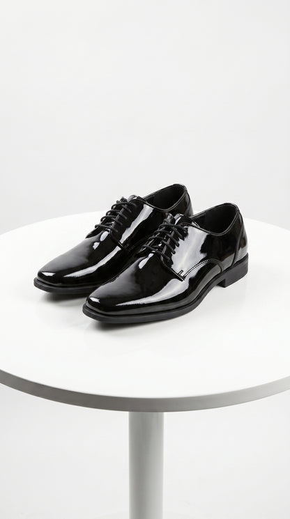 Men’s Vangelo Black Patent Oxford Dress Shoes, Formal Wedding Prom Tuxedo Shoes