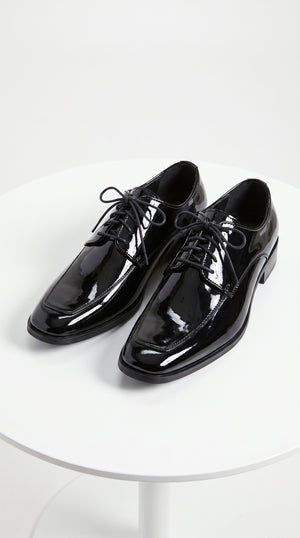 Men’s Vangelo TUX-3 Black Patent Oxford Dress Shoes, Formal Wedding Prom Tuxedo Shoes