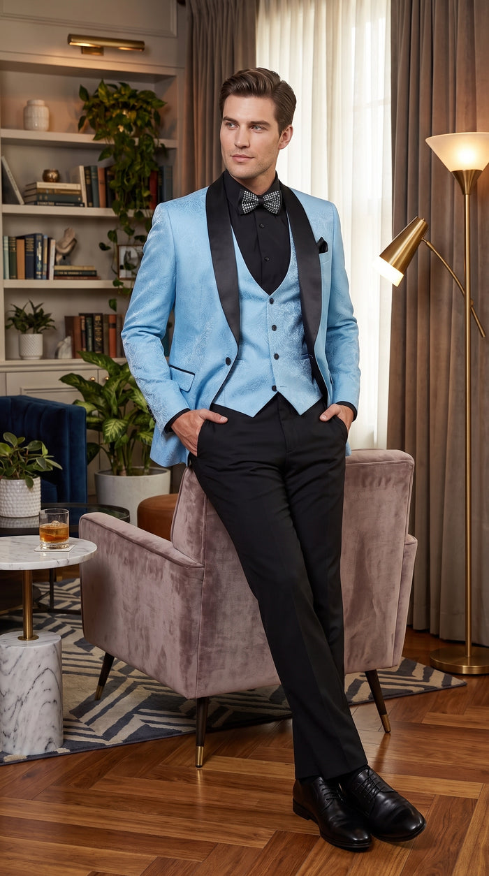 Men’s Light Blue Easter Suit, Modern Fit Lightweight Summer Jacket and Pants Set