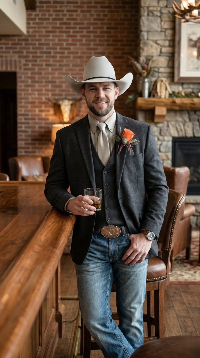 Men’s Western Style Blazer, Classic Cowboy Suit Jacket for Weddings and Country Events in Black, Navy, Sapphire Blue, Charcoal and Olive