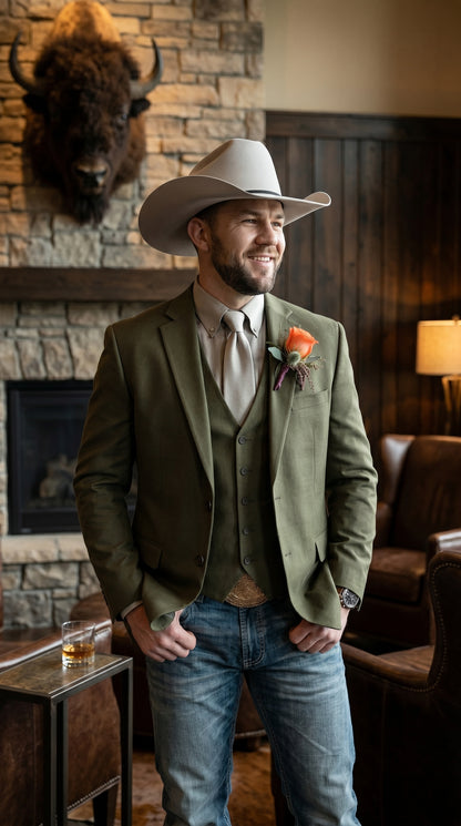 Men’s Western Style Blazer, Classic Cowboy Suit Jacket for Weddings and Country Events in Black, Navy, Sapphire Blue, Charcoal and Olive