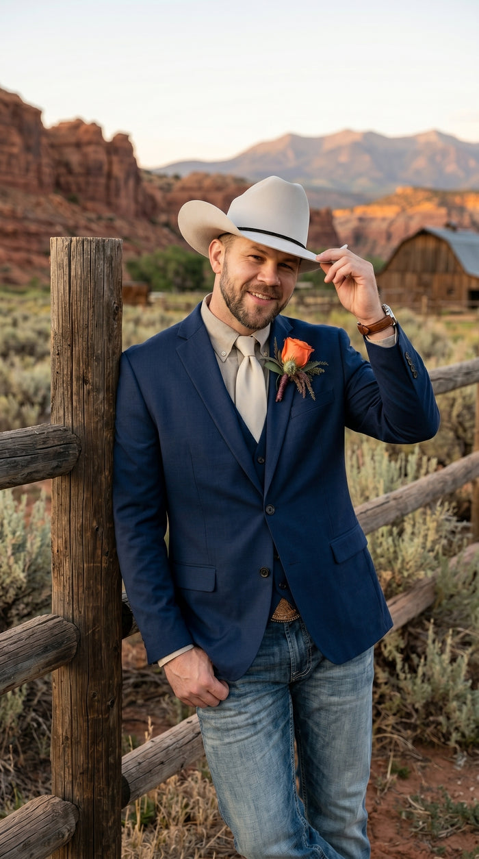 Men’s Western Style Blazer, Classic Cowboy Suit Jacket for Weddings and Country Events in Black, Navy, Sapphire Blue, Charcoal and Olive