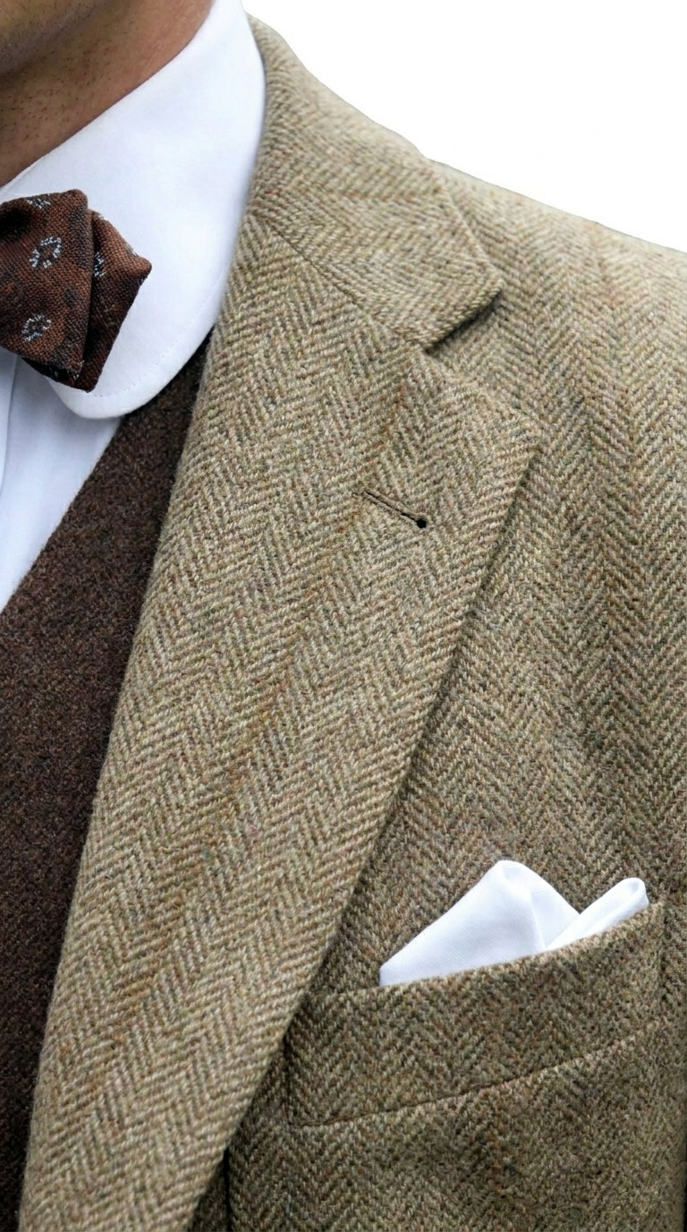 Men’s Taupe Great Gatsby Style 3 Piece Vested Suit, Vintage Wedding Prom Formal Suit Set