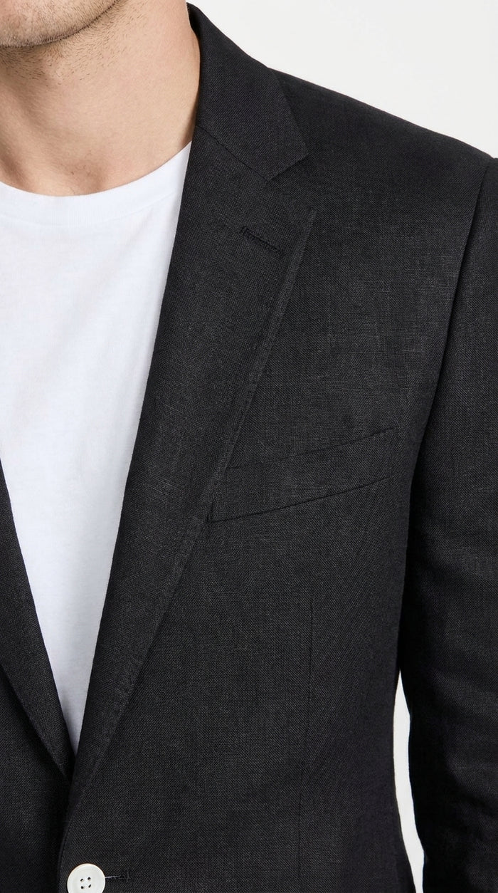 Men’s Black 2-Piece Linen Suit – Lightweight Wedding, Beach and Summer Formal Suit
