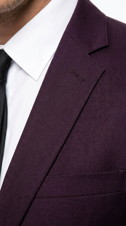 Men’s Eggplant Purple 100% Wool 2-Piece Suit – Business, Wedding and Formal Suit