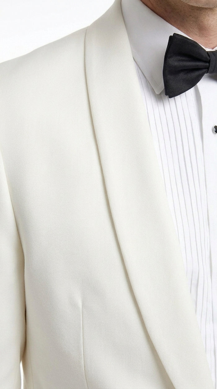 Men’s Ivory Traditional Shawl Dinner Jacket, Designer Formal Wedding Tuxedo Blazer