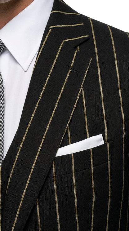 Men’s Black Gangster Pinstripe Suit, 2 Button Vintage 1920s Formal Dress Suit