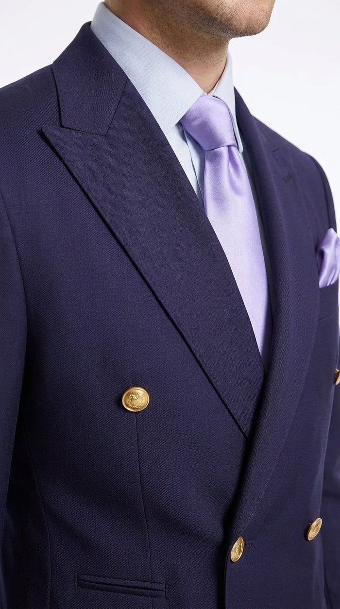 Rossi Man Men’s Purple Double Breasted Suit, Modern Fit Formal Wedding Business Dress Suit