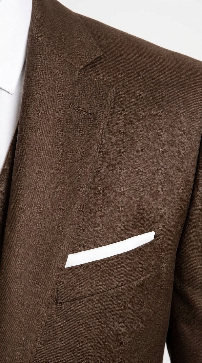 Men’s Chocolate Brown One Button Tuxedo Suit, Formal Groom Wedding Prom Dinner Suit
