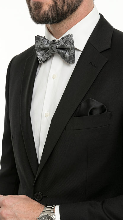 Statement Men’s 100% Wool 2 Piece Italian Made Suit, Subtle Texture Business Formal Suit in Black and Navy