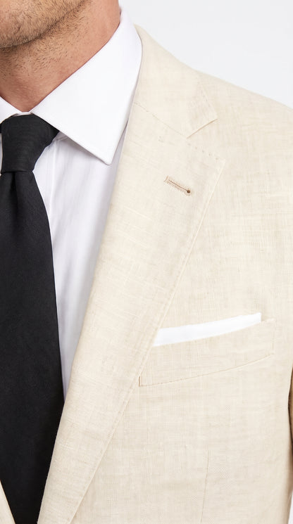 Men’s Beige Linen Suit – 2 Piece Summer Beach Wedding Suit for Men