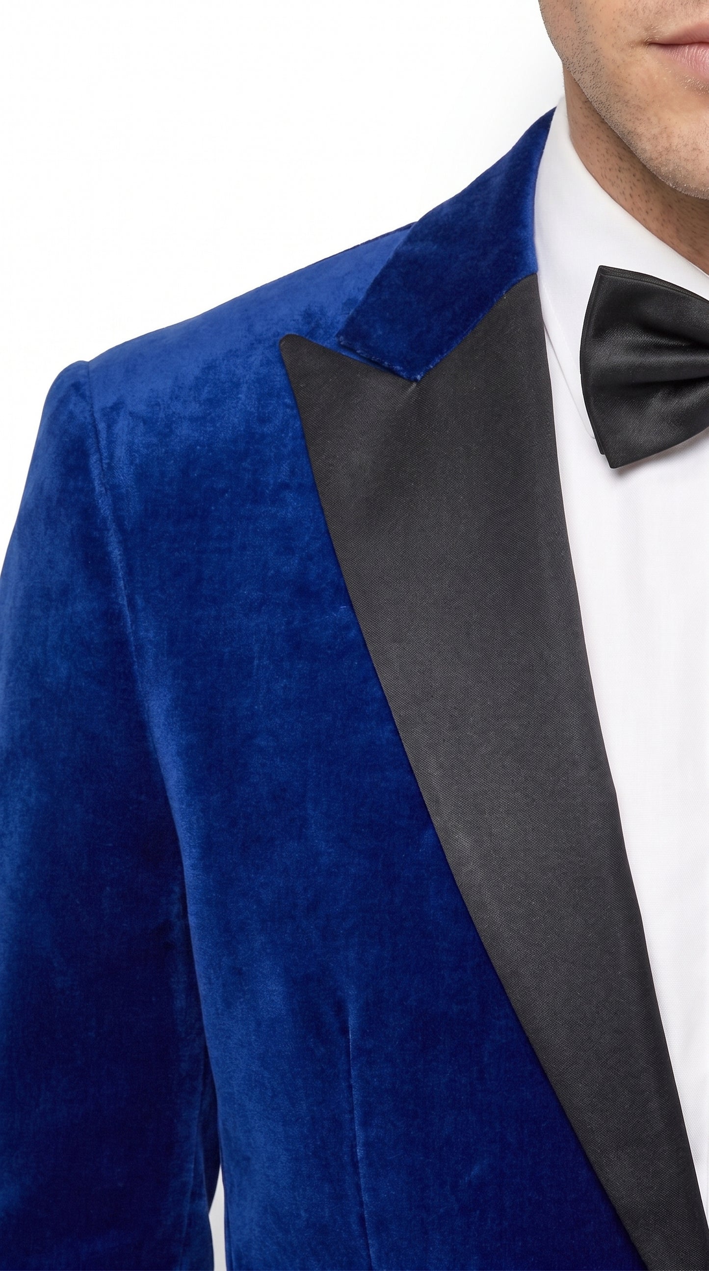 Men’s Royal Blue Velvet Tuxedo Dinner Jacket with Black Shawl Lapel Formal Blazer
