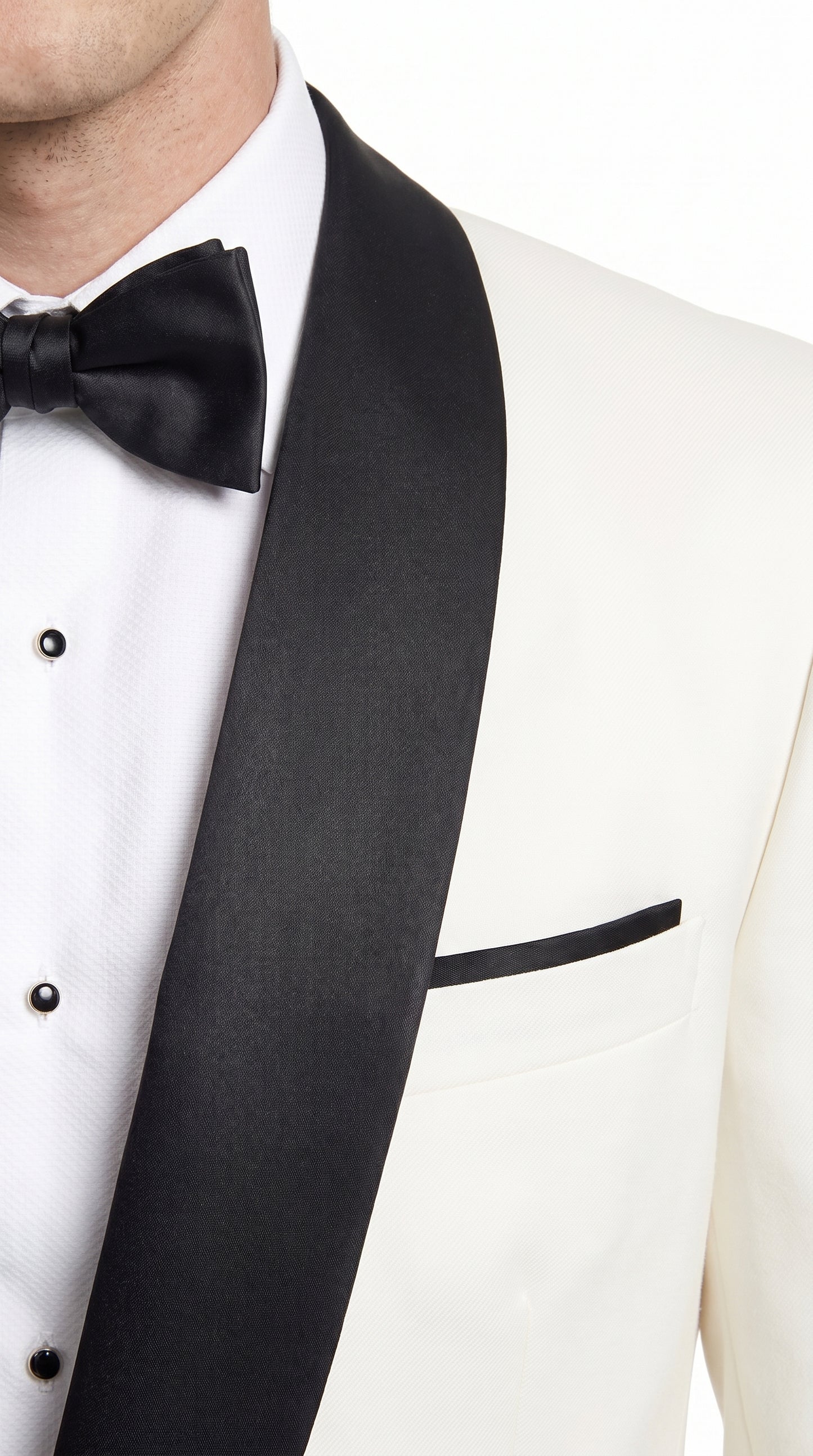 Men’s Cream and Black Shawl Lapel Tuxedo Jacket, Designer Formal Dinner Blazer