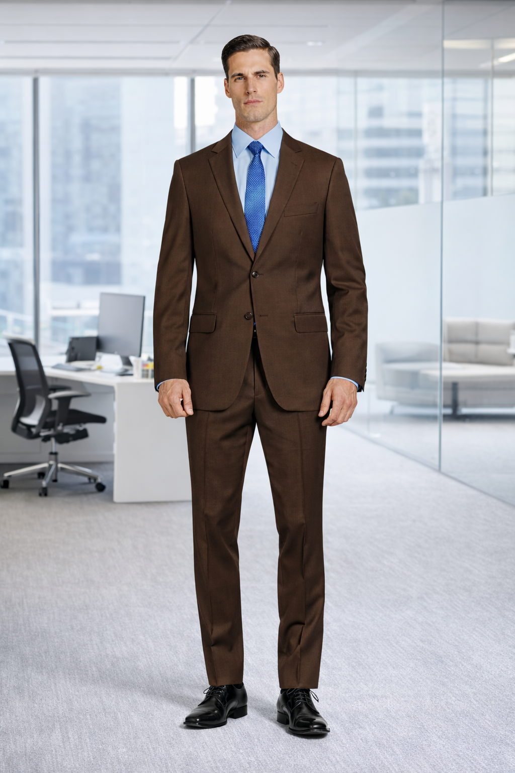 Tiglio Brown Two-Button Wool Suit