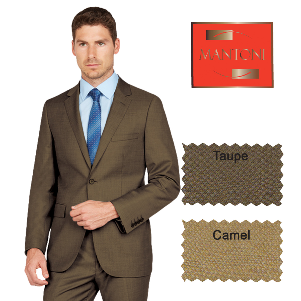 Mantoni Camel or Taupe Two-button Wool Suit