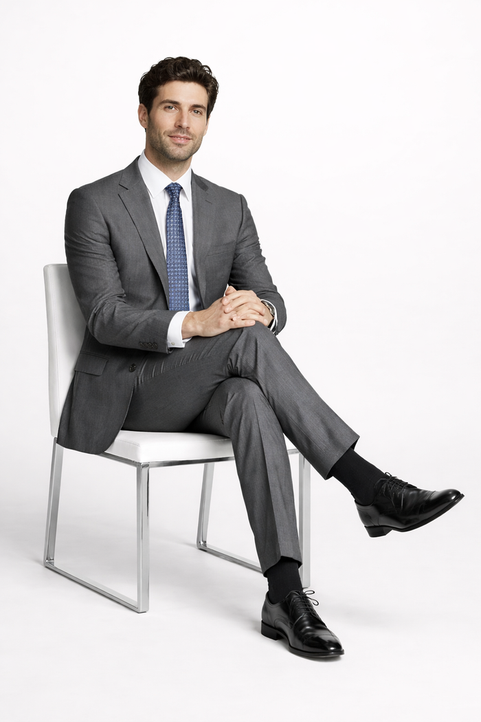 Mens Tiglio Gray Suit – Classic 2 Piece Grey Suit for Wedding, Business and Formal Wear