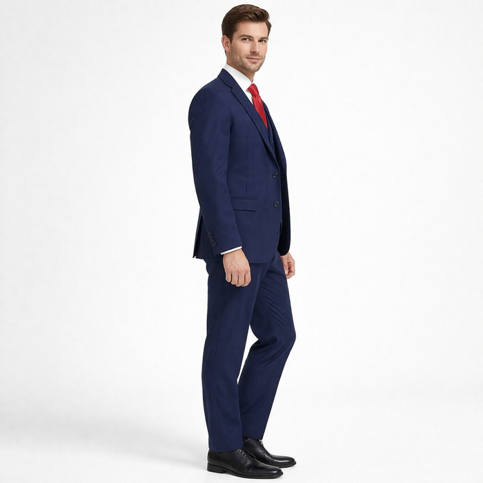 Mens Tiglio Solid Navy Suit – Classic 2 Piece Navy Blue Suit for Wedding, Business & Formal Wear