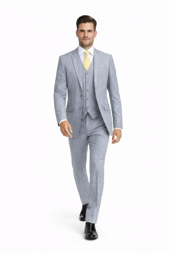 Tiglio Light Gray Suit for Men – Elegant Wedding and Business Formal Suit