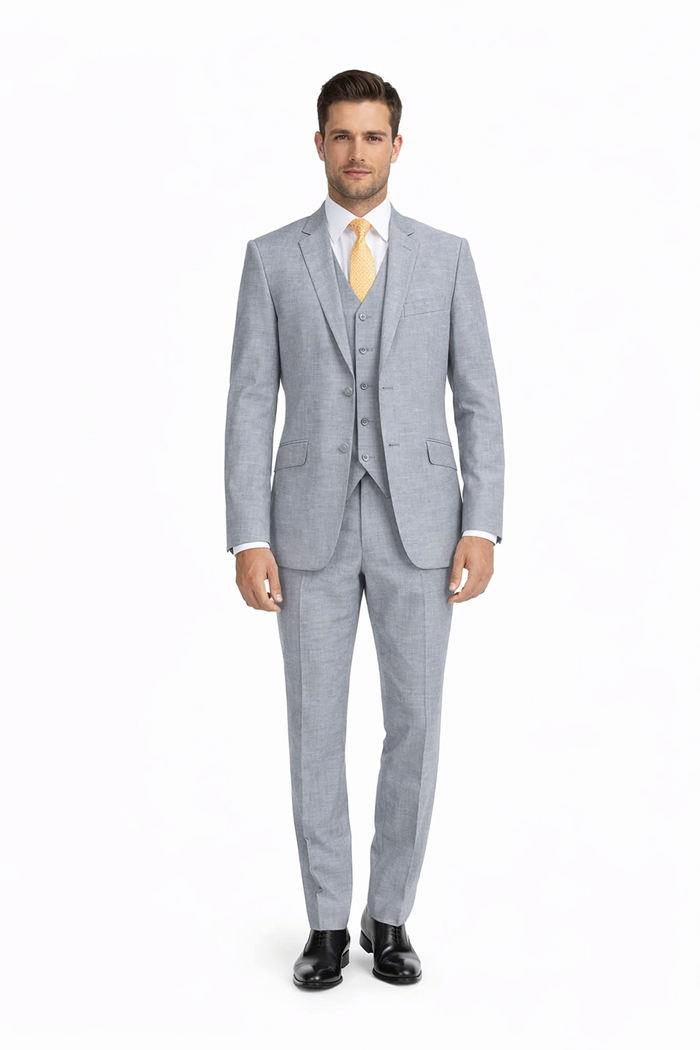 Tiglio Light Gray Suit for Men – Elegant Wedding and Business Formal Suit