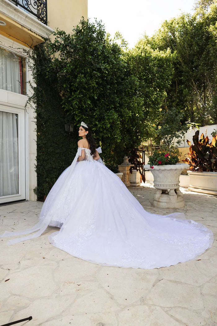 Sweet 16 Ball Gown Cape Sleeves Bridal Dress By Layla K LK263