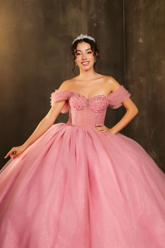 Masquerade Ball Gown Ruffle Short Sleeves Gala Dress By Layla K LK266