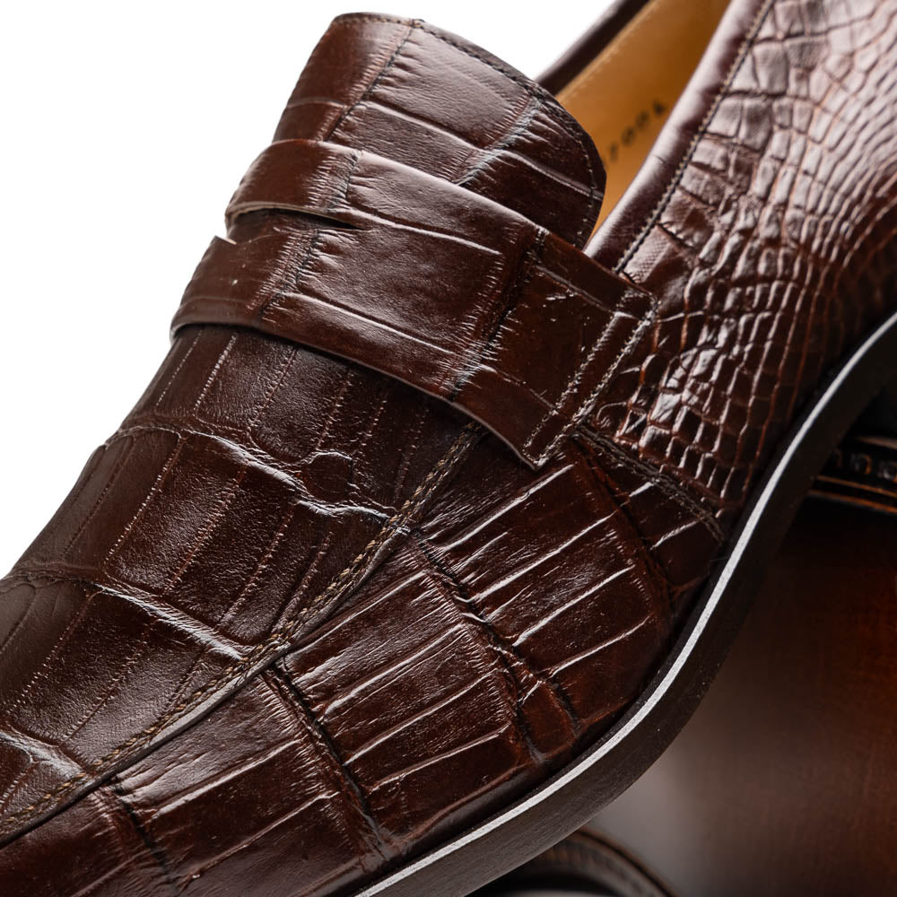 Marco Di Milano Matteo Brown Alligator Penny Loafer