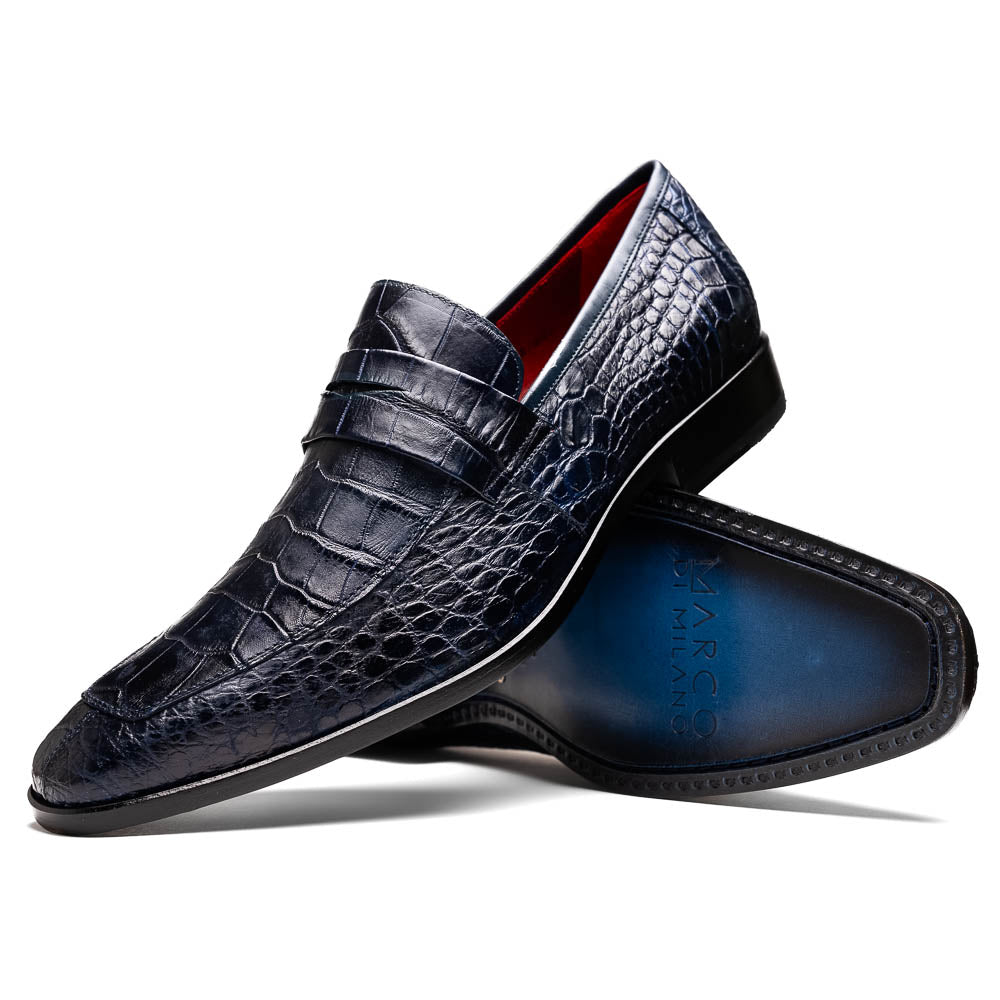 Marco Di Milano Matteo Navy Alligator Penny Loafer