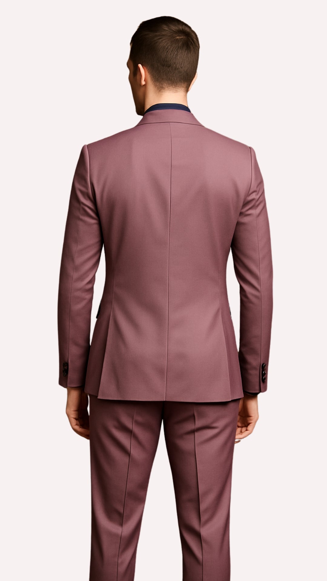 Men's Mauve Pink Tuxedo Suit  3-Piece Slim Fit with Black Satin Shawl Lapel