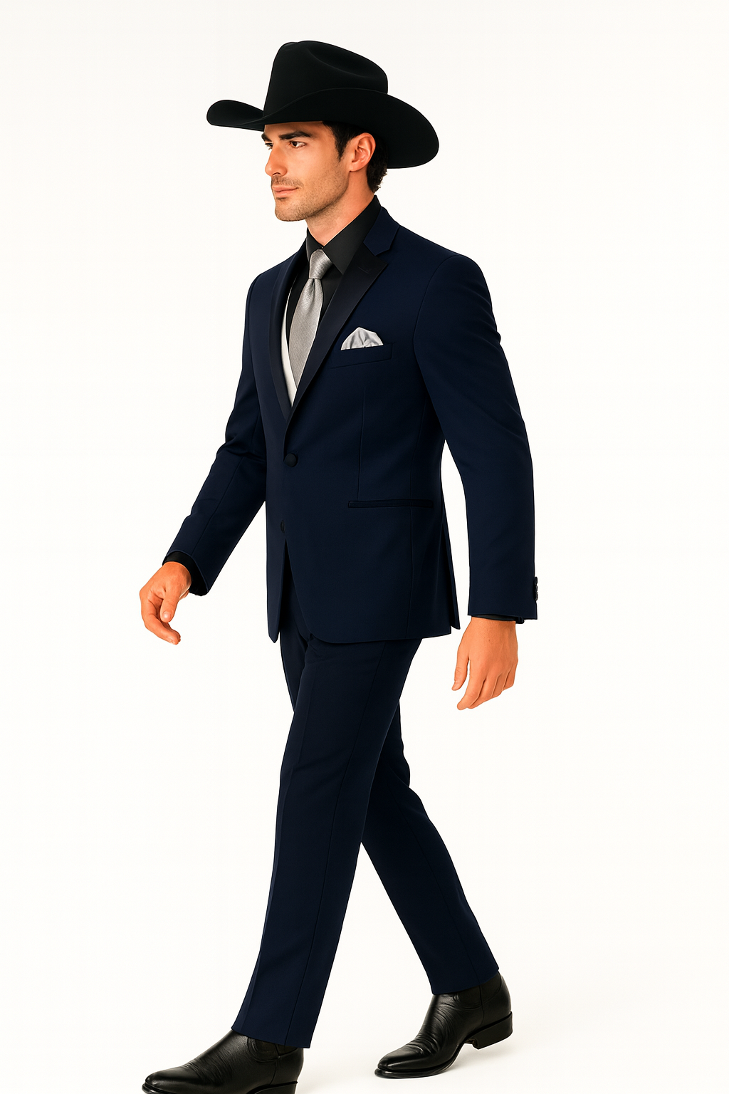 Men 2 Button Trim Cowboy in Navy Cowboy Suit - Country Wedding Suits