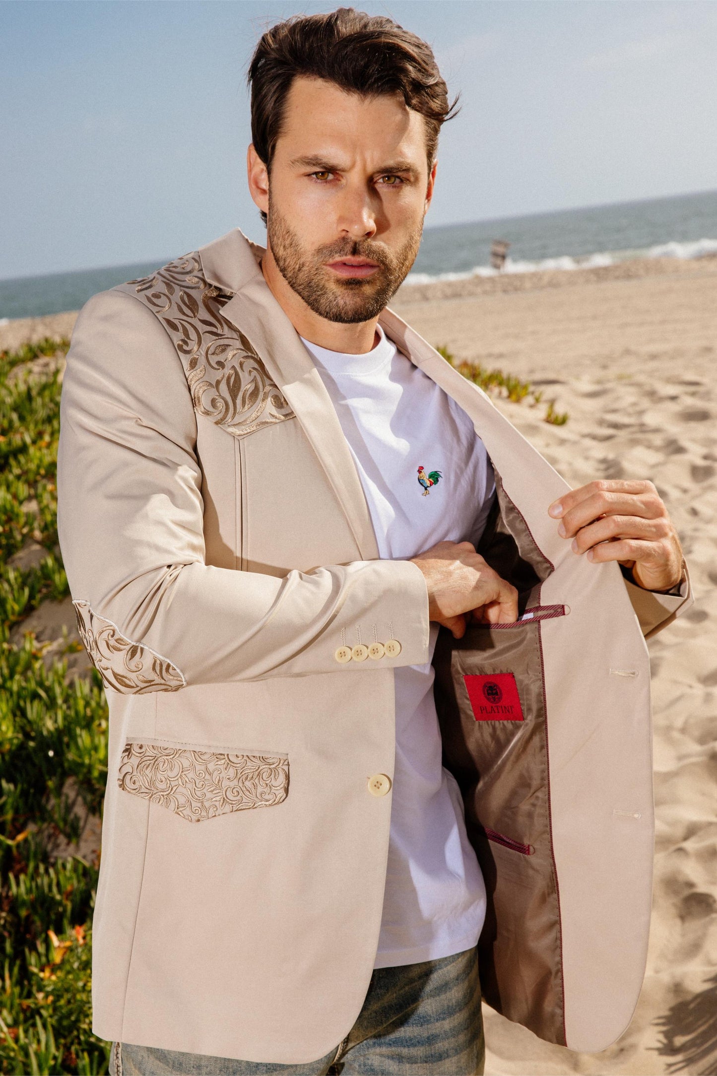 Men’s Embroidery Blazer – Fashion Designer Dress Jacket for Formal and Party Wear