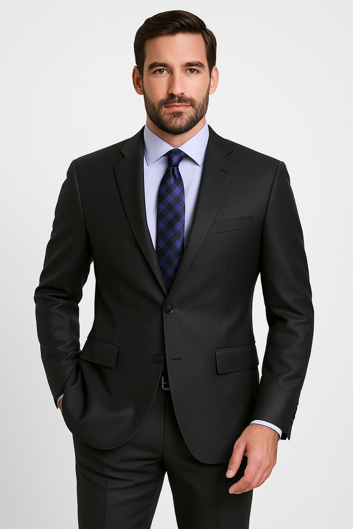 Men's Shiny Sharkskin Suit in Silver Grey