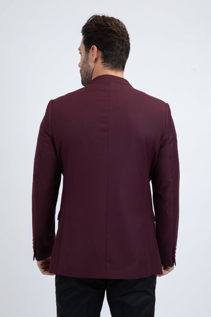 Burgundy Western Cowboy Blazer - Mens Modern Fit Stretch Date Night Burgundy Blazer