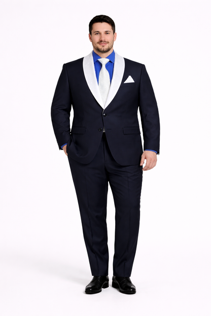 Men’s Modern Fit Black Suit with Designer Shawl Lapel – Wedding & Evening Tuxedo