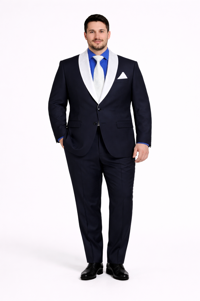 Men’s Modern Fit Black Suit with Designer Shawl Lapel – Wedding & Evening Tuxedo
