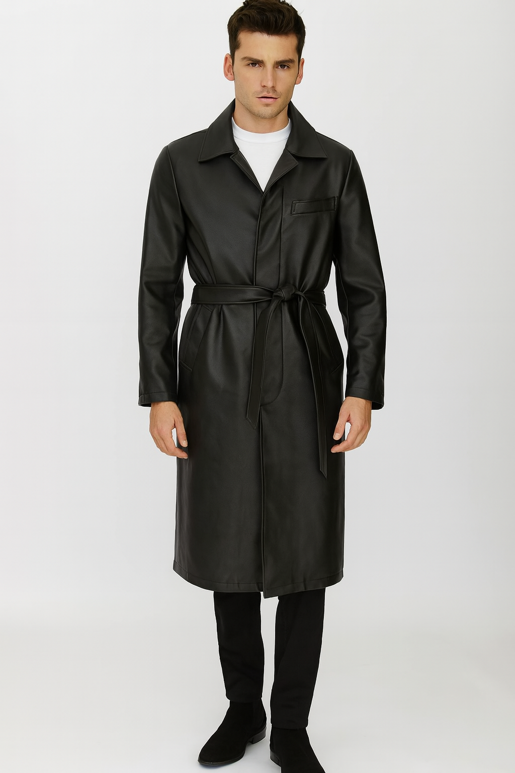 men-s-black-pu-belted-trench-coat
