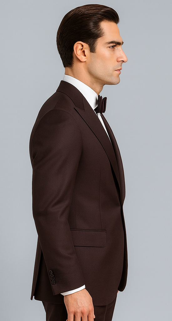 Men's Brown Western Slim Fit Cowboy Tuxedo Suit with 1-Button Front Closure and Peak Lapel  Wide Lapel Western Formal Suit - Traje Para Hombre