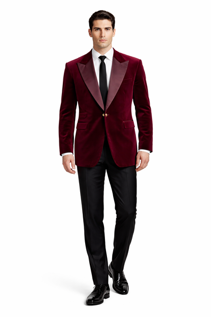 Mens Burgundy Tuxedo in  Velvet  Long Blazer  Victorian Cutaway Tuxedo Suit 1920s Gangster Style Long Jacket with Black Pants
