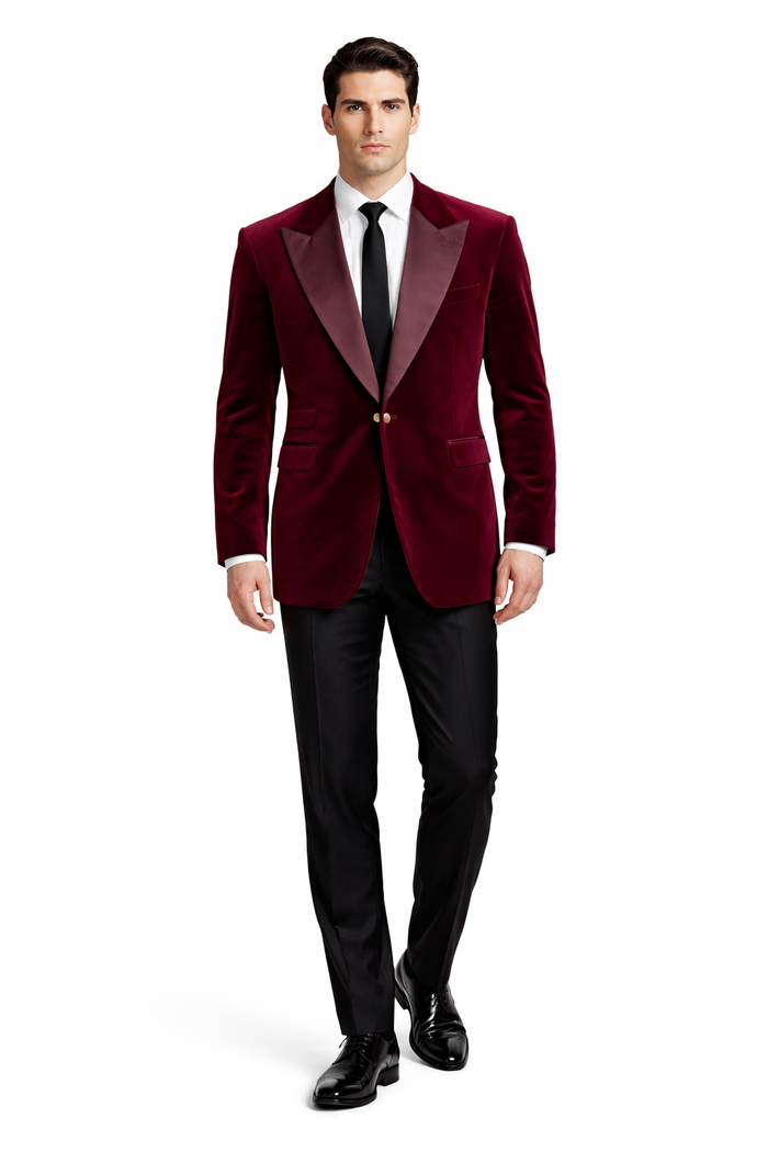 Mens Burgundy Tuxedo in  Velvet  Long Blazer  Victorian Cutaway Tuxedo Suit 1920s Gangster Style Long Jacket with Black Pants