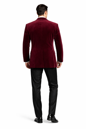 Mens Burgundy Tuxedo in  Velvet  Long Blazer  Victorian Cutaway Tuxedo Suit 1920s Gangster Style Long Jacket with Black Pants