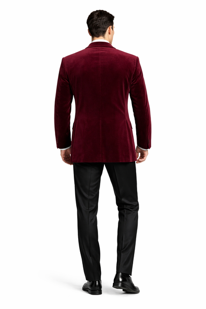 Mens Burgundy Tuxedo in  Velvet  Long Blazer  Victorian Cutaway Tuxedo Suit 1920s Gangster Style Long Jacket with Black Pants