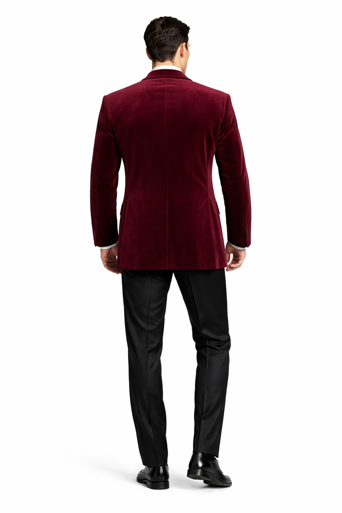 Mens Burgundy Tuxedo in  Velvet  Long Blazer  Victorian Cutaway Tuxedo Suit 1920s Gangster Style Long Jacket with Black Pants