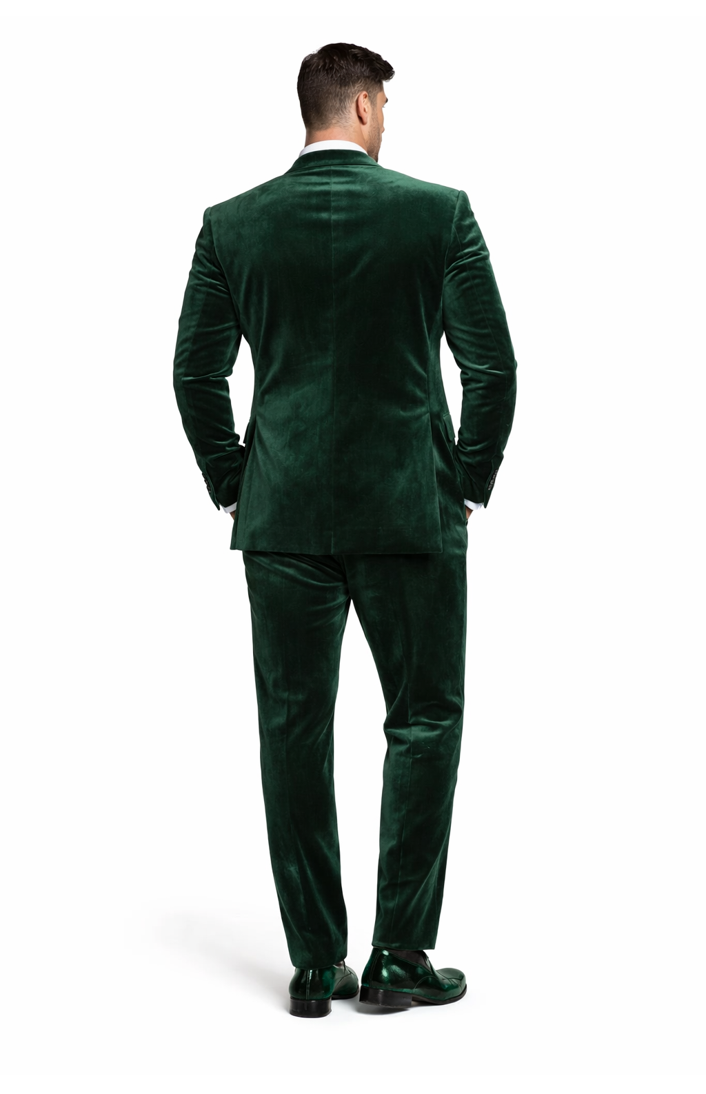 Mens Emerald Green Velvet Suit  Slim Fit Tuxedo for Weddings, Prom, and Red Carpet Events