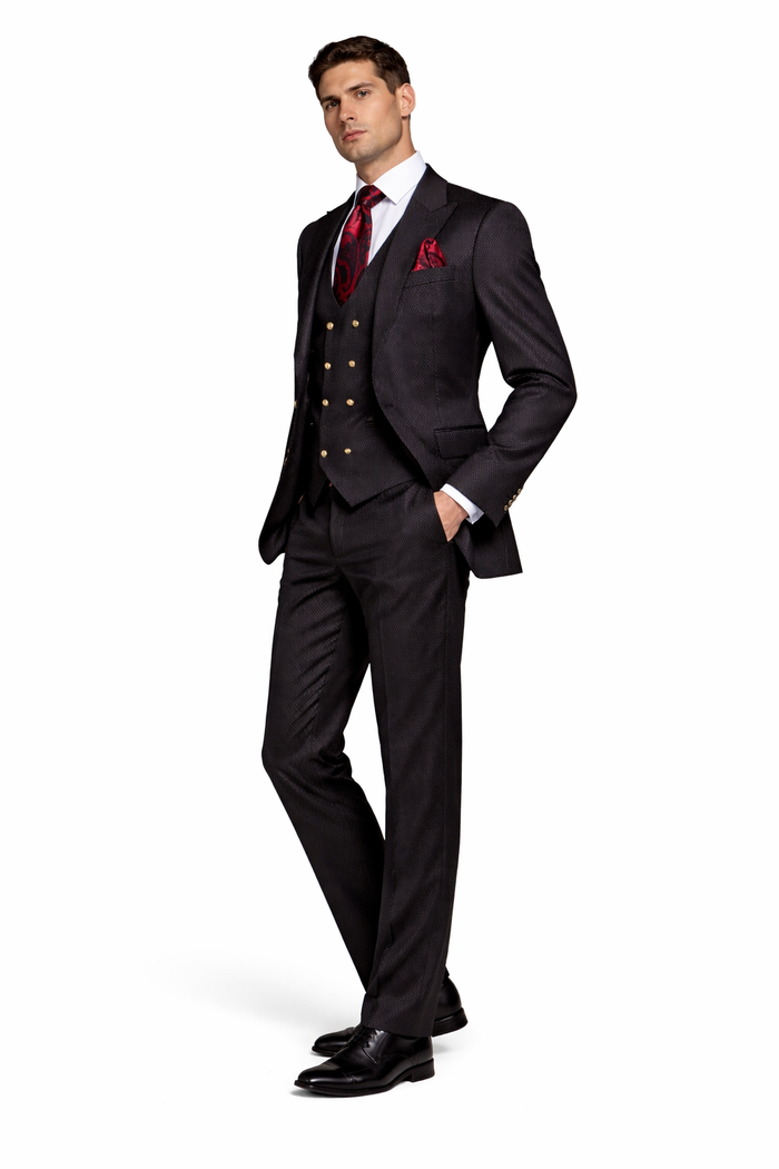 Men??s Formal 3-Piece Suit ?? Rossi Man Bond Slim Fit in Black | RM1751
