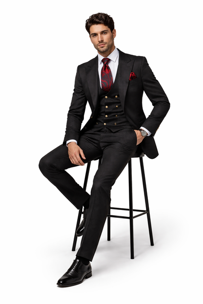 Men??s Formal 3-Piece Suit ?? Rossi Man Bond Slim Fit in Black | RM1751