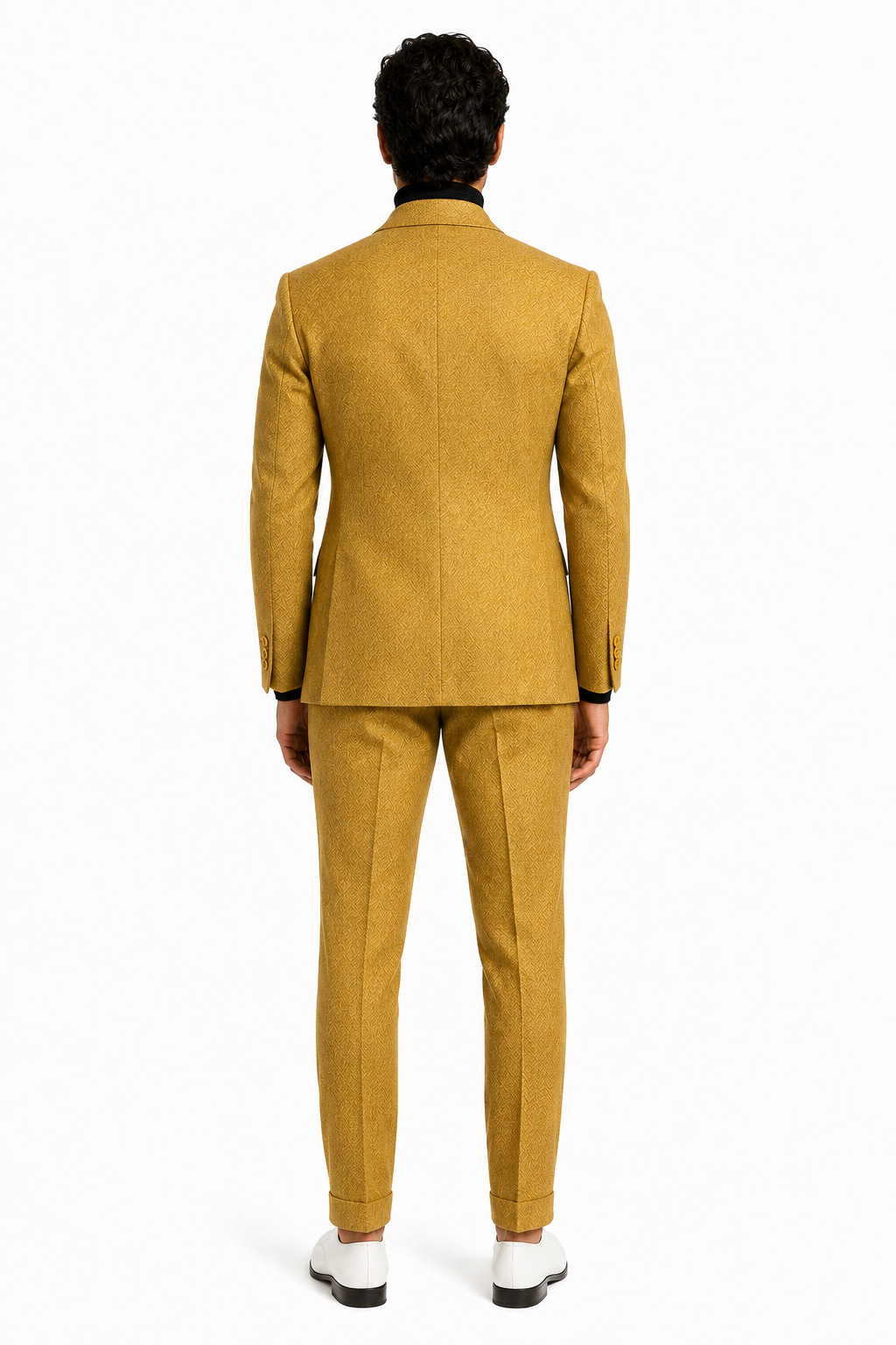Men's Gold Double Breasted Suit - Classic 1920s Camel Color Formal Slim Fit Suit