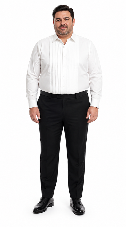 Men’s Ivory Cream Off White  Pleated Tuxedo Dress Shirt | French Cuff Formal Wedding Shirt