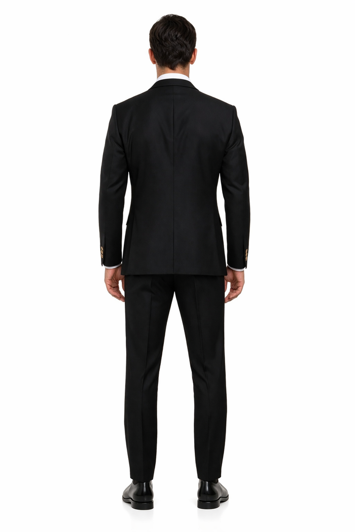 Men??s Modern Formal Suit ?? Rossi Man Max 3-Piece Slim Fit in Solid Black | RM1101