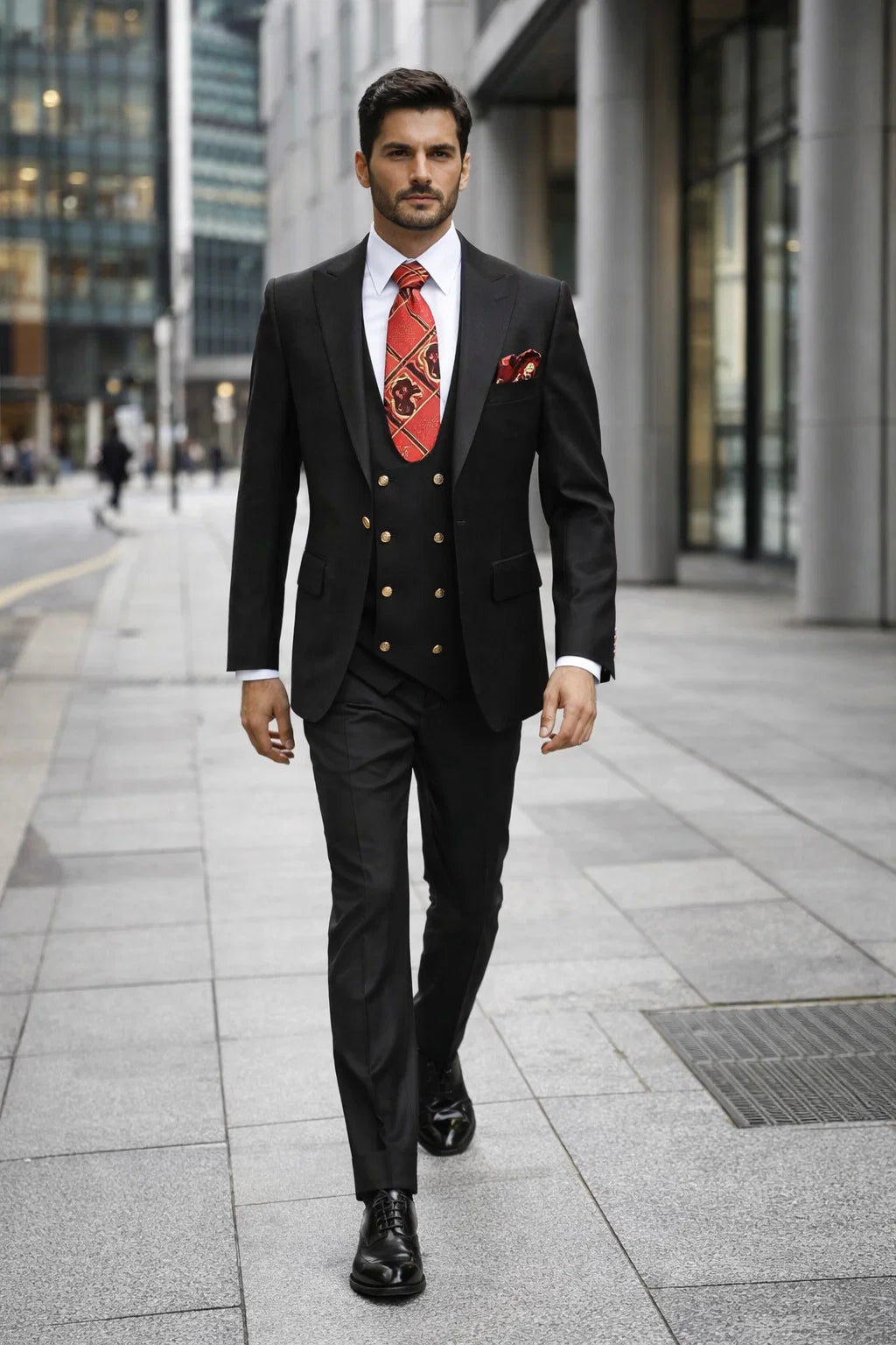 Men??s Modern Formal Suit ?? Rossi Man Max 3-Piece Slim Fit in Solid Black | RM1101