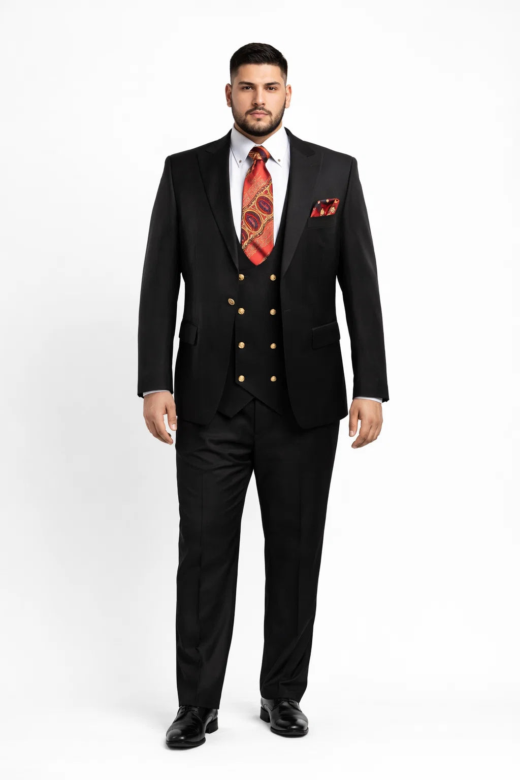 Men??s Modern Formal Suit ?? Rossi Man Max 3-Piece Slim Fit in Solid Black | RM1101